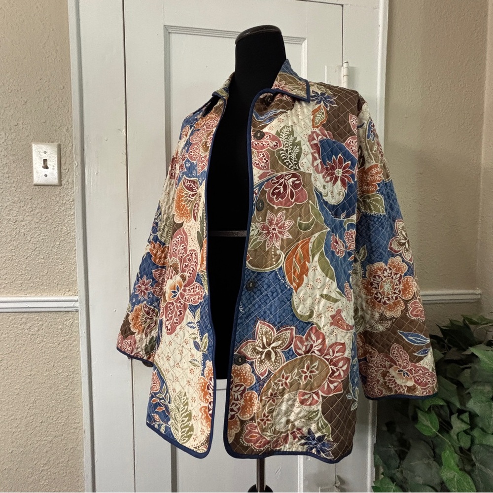 alfred dunner Floral Silk Lightweight Cardigan Jacket